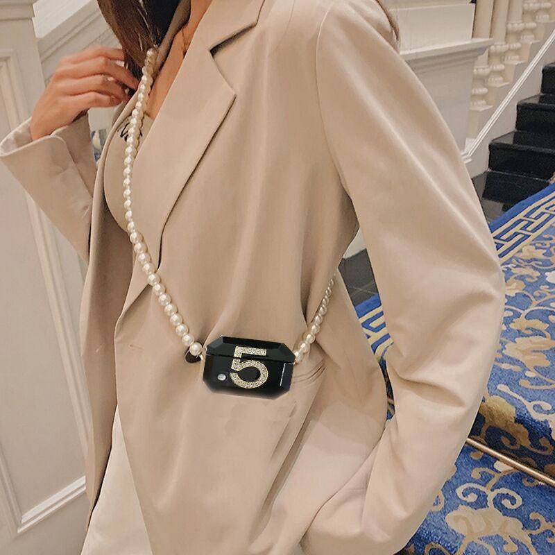 Evening Bags Fashionable Pearl Long Chain Crossbody Coin Mini Headset Bag Messenger 230509