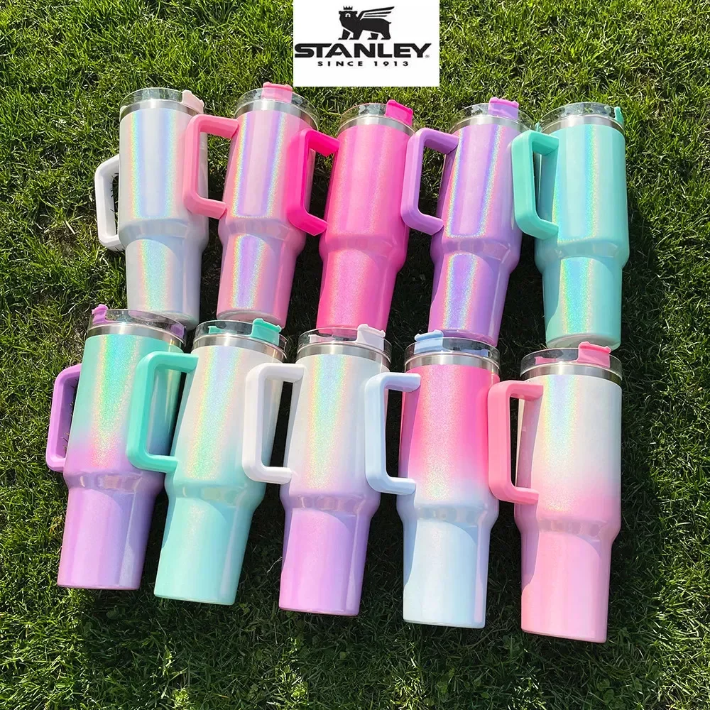 Stanley 40oz Giltter Sublimation Tumbler Cups With Handle Lids And Straw Gradient Colors Rainbow Insulated Stainless Steel Car Mugs Water Bottle With logo, Custom
Stanley 40oz Giltter Sublimation Tumbler Cups With Handle Lids And Straw Gradient Colors Rainbow Insulated Stainless Steel Car Mugs Water Bottle With logo, Custom