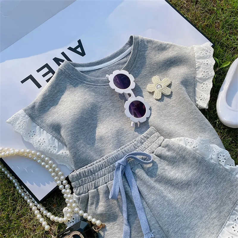 Clothing Sets Girls Summer T-shirt and Shorts New Short Sleeve Children Casual Clothes Suits Toddler Girl Kids Sportswear 2Pcs 2-7Y