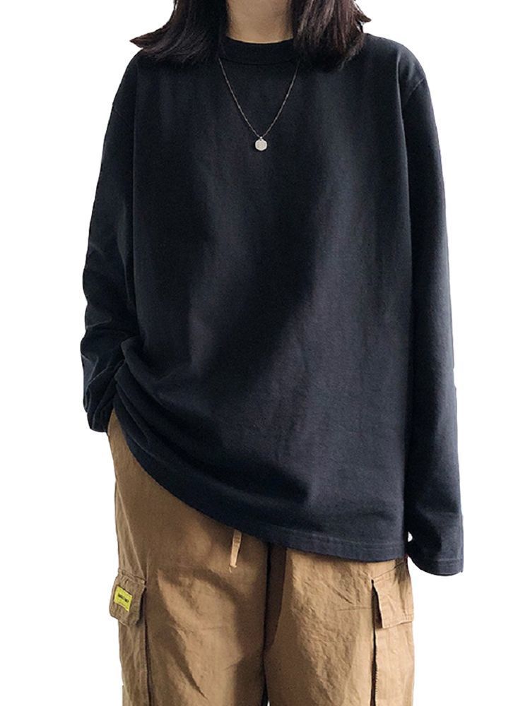 Women's TShirt Women Long Sleeve Tshirt Oversized Casual Basic Solid Female Tops ONeck Loose Tee Fashion Tshirts SXXL 230510
