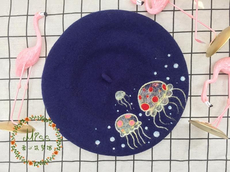 Berets Princess Sweet Lolita Beret Handmade Wool Jellyfish Dream Mori All-match Shopping Must Be Modeled M202313, Navy
Berets Princess Sweet Lolita Beret Handmade Wool Jellyfish Dream Mori All-match Shopping Must Be Modeled M202313, Navy