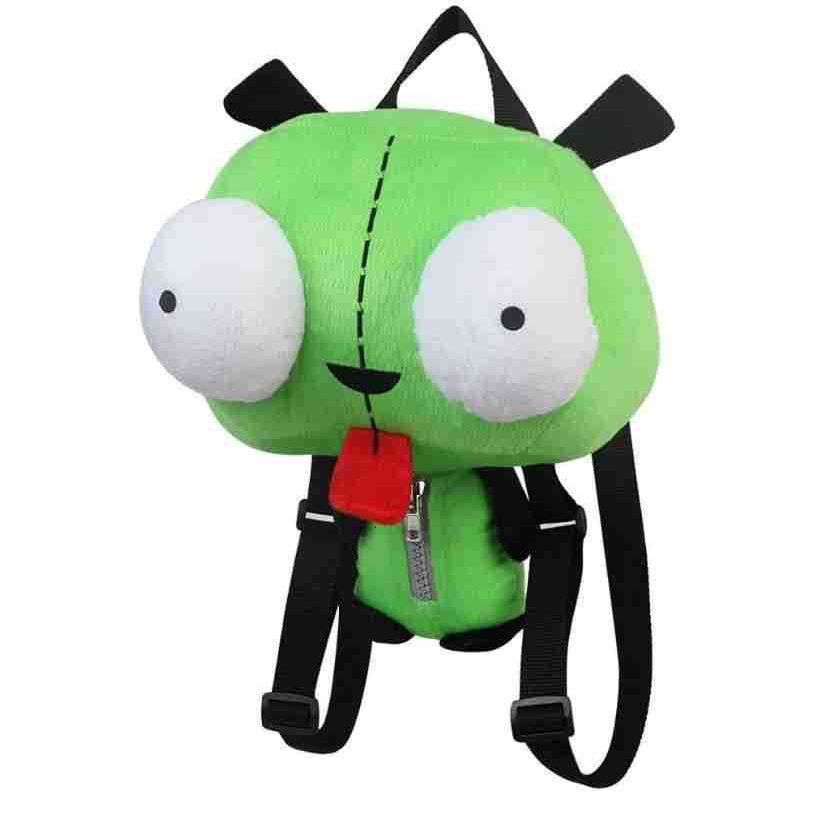 Backpacks Alien Invader Zim 3D Eyes Robot Gir Cute Plush Backpack Bag Xmas 14 inches High Quality Gift For Children 230509