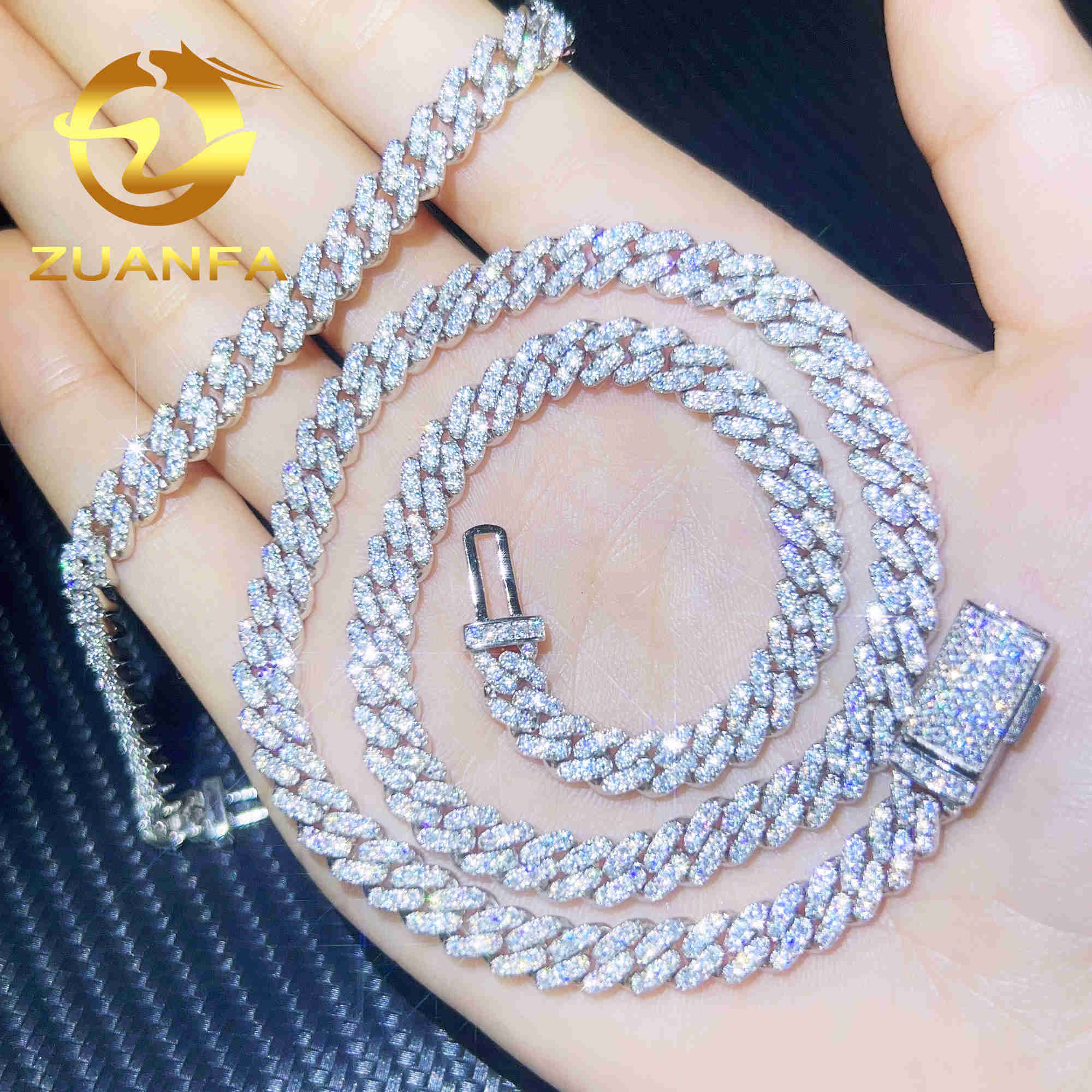 Hot Selg 6mm 8mm 10mm Pass Tester Sterg Sier Hip Hop Iced Out Vvs Moissanite Dia Cuban k Chain