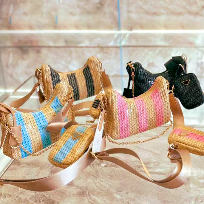 Designer weave Straw Raffias the tote Bags Womens mens Purse summer luxury Triangle prad bag fashion Shoulder vintage Crossbody handbags pochette clutch hand bag, Green stripes
Designer weave Straw Raffias the tote Bags Womens mens Purse summer luxury Triangle prad bag fashion Shoulder vintage Crossbody handbags pochette clutch hand bag, Green stripes