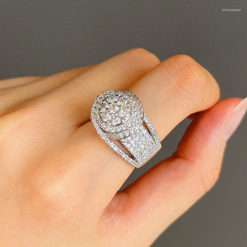 Wedding Rings Trend Women Full Bling Iced Out White Cubic Zirconia Luxury Fashion Engagement Jewelry