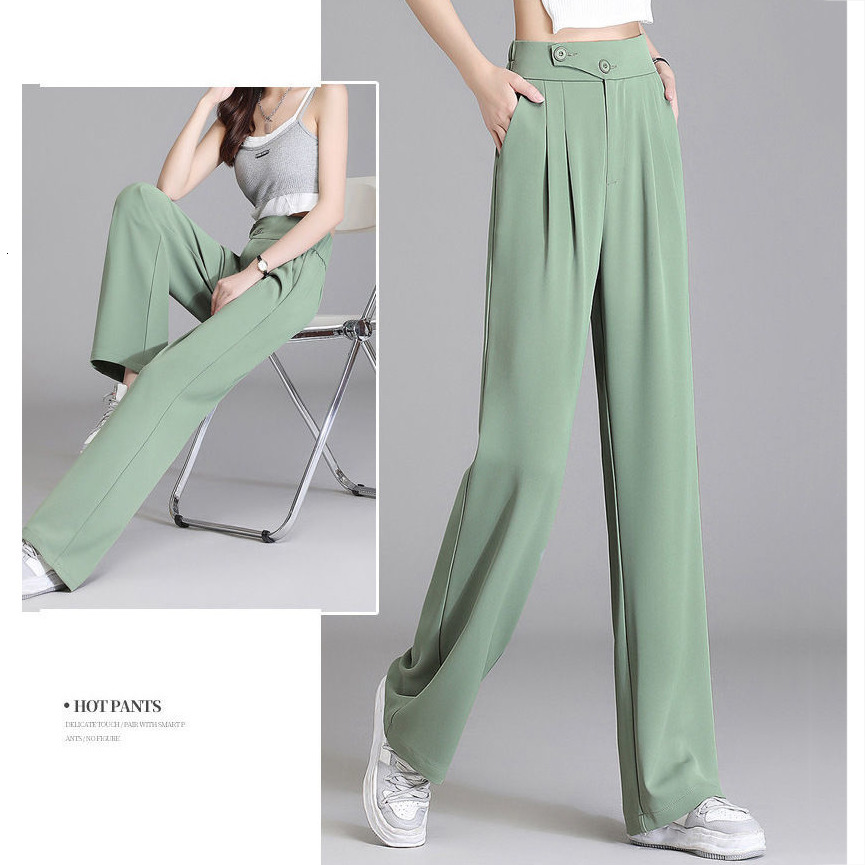 Women's Capris Korean Thin High Waist Wide Leg Pants Spring Summer Baggy Office Pantalones Formal Straight Suit Spodnie Women Casual Trousers 230