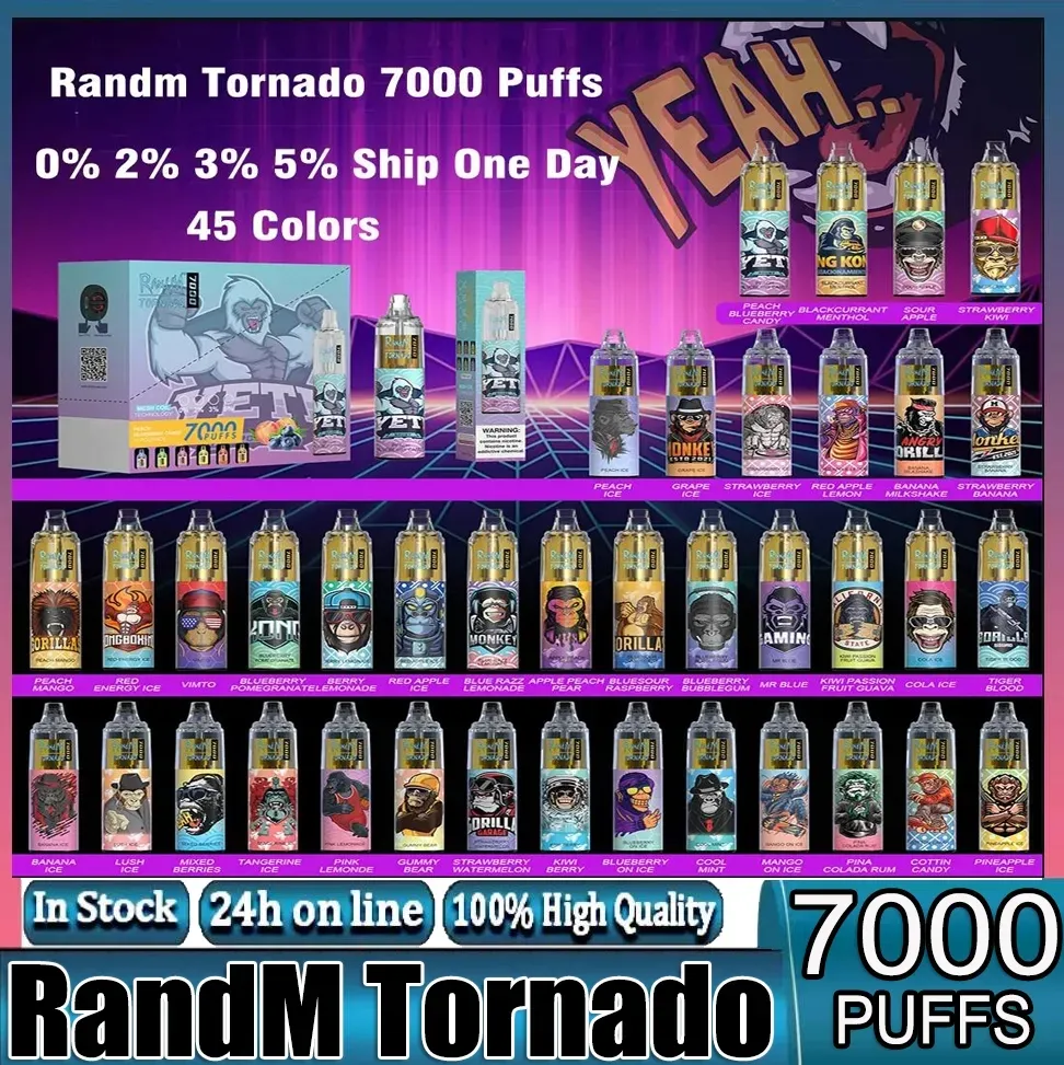 Authentic RandM Tornado 7000 Puffs Disposable E- cigarettes Pod Device Kit 1000mAh Rechargeable Battery 14ml Prefilled Pods Cartridges Vape Stick Pen r and m vape
Authentic RandM Tornado 7000 Puffs Disposable E- cigarettes Pod Device Kit 1000mAh Rechargeable Battery 14ml Prefilled Pods Cartridges Vape Stick Pen r and m vape