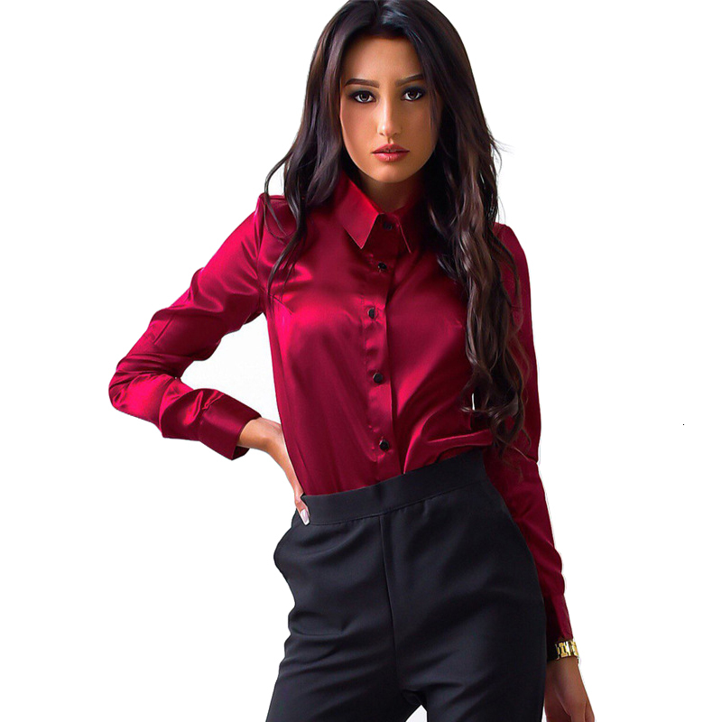 Women's Blouses Shirts Spring and Autumn blouses Button Up Satin Silk Shirt Vintage Blouse Women Lady Long Sleeves Female Loose Street 230510