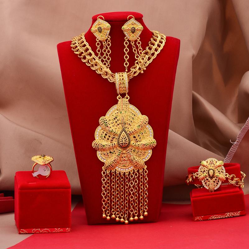 Necklace Earrings Set & 24k Gold Color Dubai African Wedding Gifts Bridal Jewellery For WomenEarrings, Picture shown
Necklace Earrings Set & 24k Gold Color Dubai African Wedding Gifts Bridal Jewellery For WomenEarrings, Picture shown