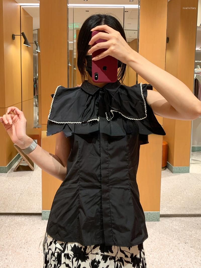 Women's Blouses Neploe Lapel Drawstring Slim Straight Sleeveless Shirt Japanese Blusas Mujer Laciness Patchwork Heavy Industry, Black
Women's Blouses Neploe Lapel Drawstring Slim Straight Sleeveless Shirt Japanese Blusas Mujer Laciness Patchwork Heavy Industry, Black