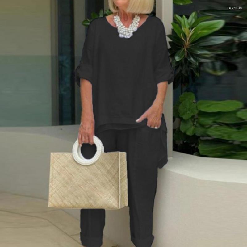 Women's Two Piece Pants Women Homewear Set Solid Color Outfit Ankle-Length Round Neck Irregular Hem T-shirt Trouser For Party, Black
Women's Two Piece Pants Women Homewear Set Solid Color Outfit Ankle-Length Round Neck Irregular Hem T-shirt Trouser For Party, Black