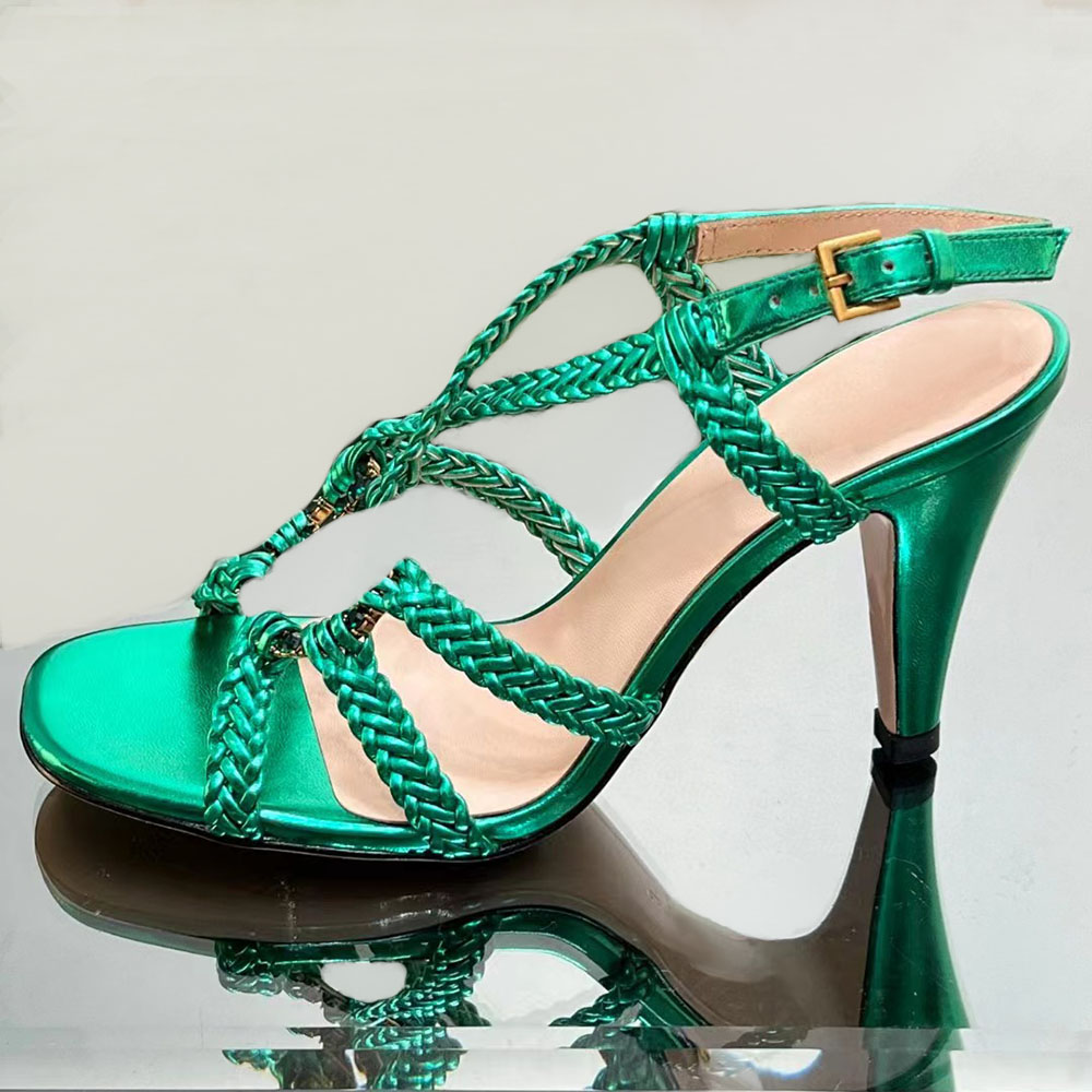 Women's crystal interlocking sandals Green Woven Cleo Crystal Thick Heel Evening Shoes Luxury Designer Gladiator Buckle 9cm Party Dress Shoes Crystal sandals
Women's crystal interlocking sandals Green Woven Cleo Crystal Thick Heel Evening Shoes Luxury Designer Gladiator Buckle 9cm Party Dress Shoes Crystal sandals