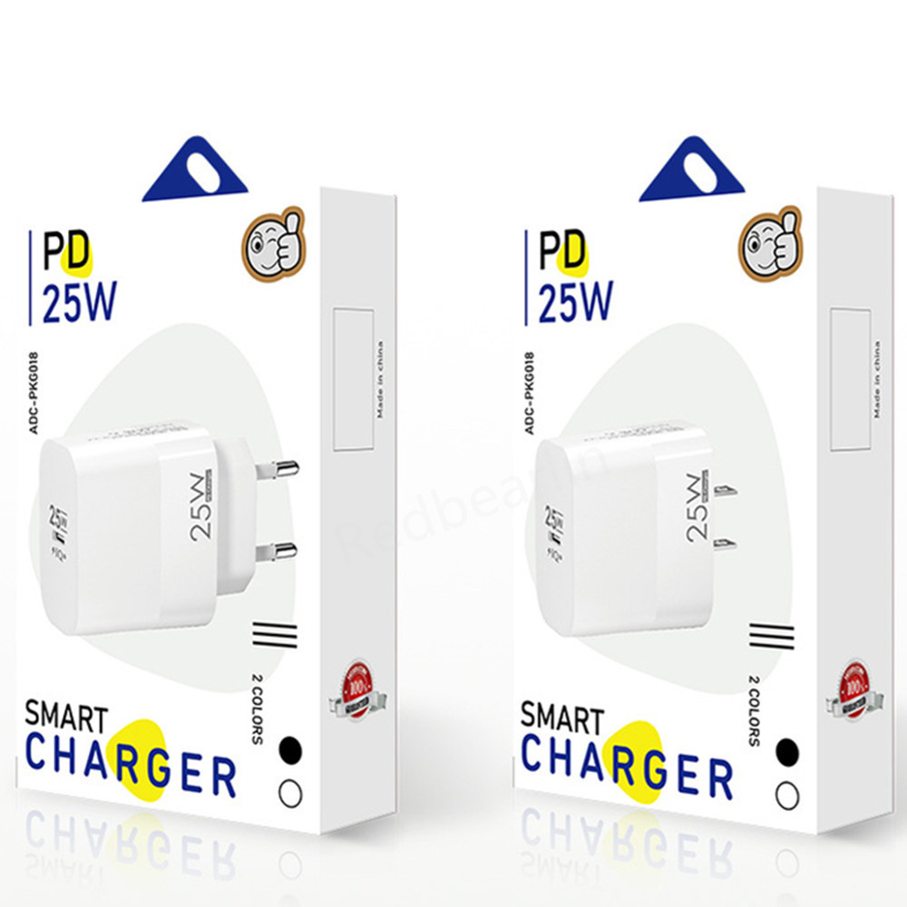 Fast Quick Phone Chargers 25W PD Type c Eu US AC Home Travel USB C Wall Charger Power Adapters For IPhone 12 13 14 15 Pro Max Samsung Htc Android phon