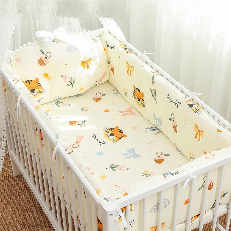 Bedding Sets 5 Pcs/set Cartoon Crib Surround Sheet Back Cushion Children's Bedding Set Four-sided Bed Surround Anti-collision Crib Surround 23051