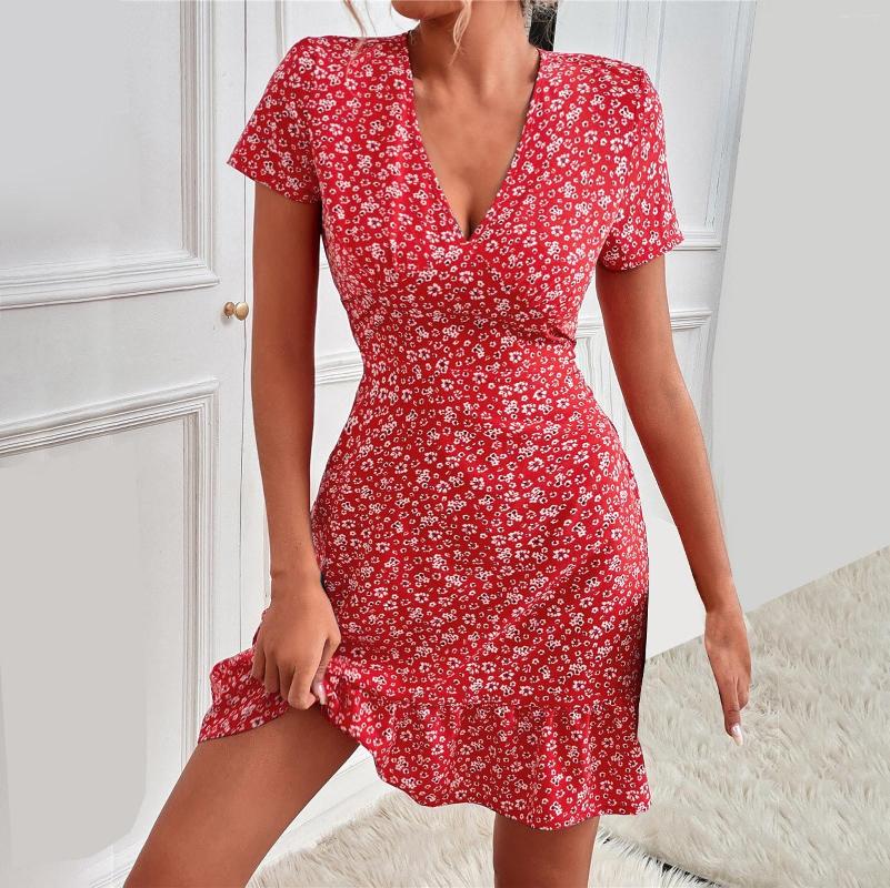 Casual Dresses Sexy Deep V Neck Wrap Mini Dress Summer Short Sleeve Ruffle A-line Vintage Elegant Women Floral Print Party, Red
Casual Dresses Sexy Deep V Neck Wrap Mini Dress Summer Short Sleeve Ruffle A-line Vintage Elegant Women Floral Print Party, Red