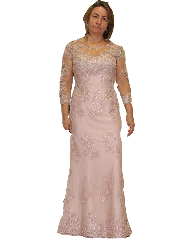 Of Vintage The Bride Dresses Pink Jewel Neck Sheath Long Sleeves Lace Appliques Beads Or Length Party Wedding Guest Mother Dress