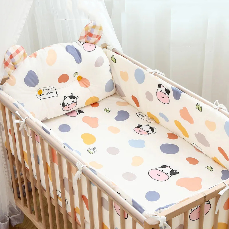 Bedding Sets 5 Pcs/set Cartoon Crib Surround Sheet Back Cushion Children's Bedding Set Four-sided Bed Surround Anti-collision Crib Surround 23051