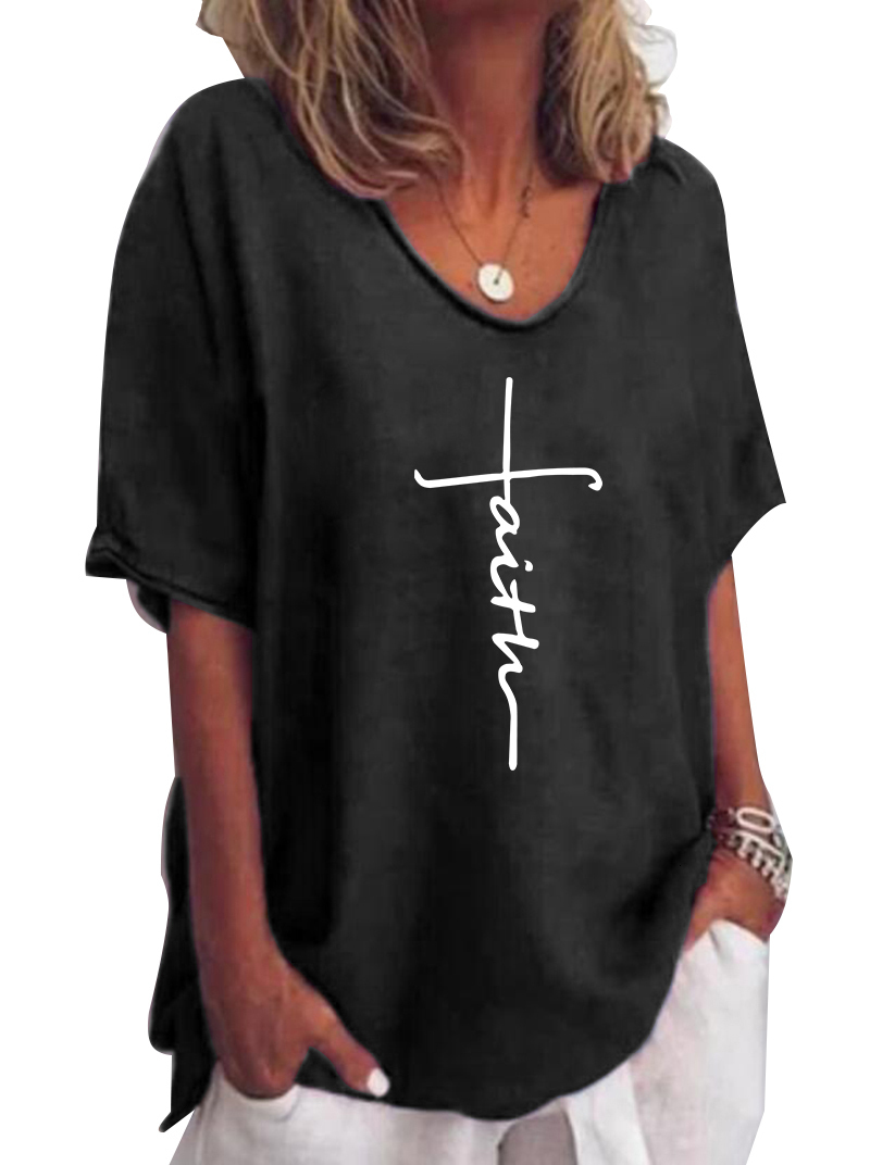 Women's TShirt Womens Cotton Linen Floral Young Ladies Casual Summer VNeck Medium Strecth Short Sleeve Tops For 2023 230510