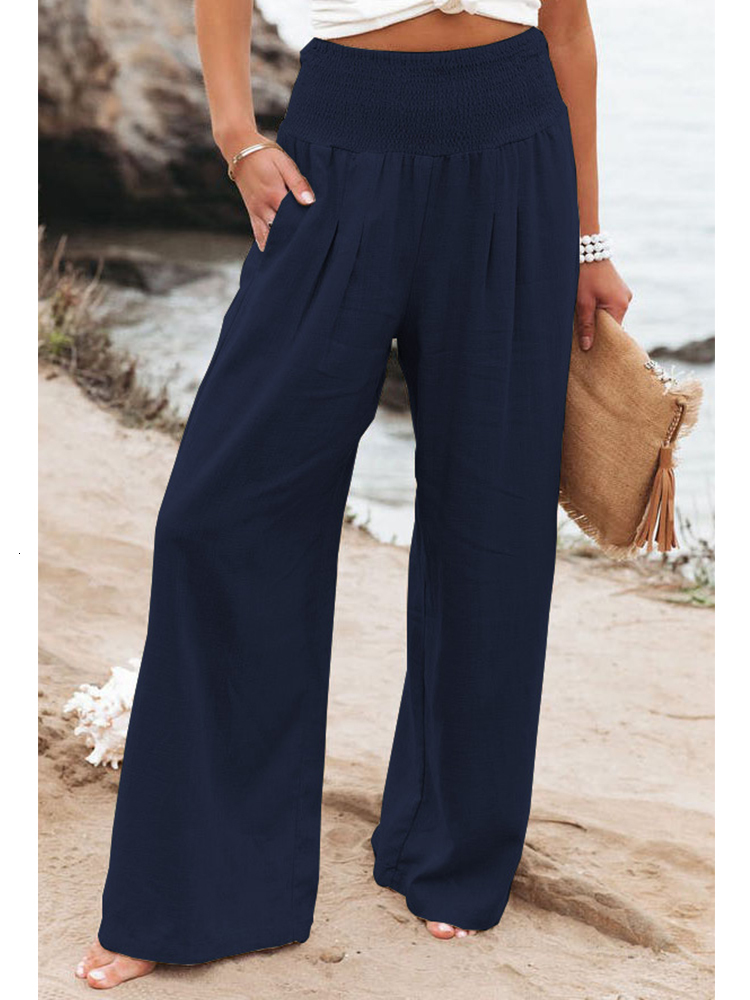 Women's Capris Foridol Spring Summer Cotton Linen Women Pants Pockets Solid Casual Wide Leg Office Lady White Long Trousers Khaki 230510 Z260314