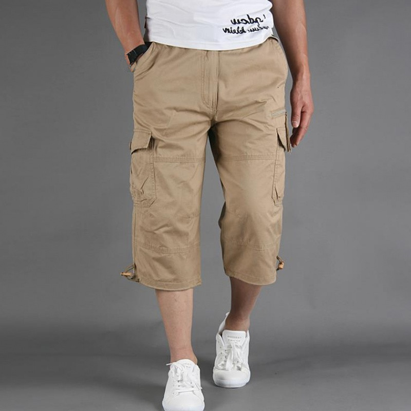 Men's Shorts Long Length Cargo Shorts Men Summer Casual Cotton Multi Pockets Breeches Cropped Trousers Military Camouflage Shorts 5XL 230510