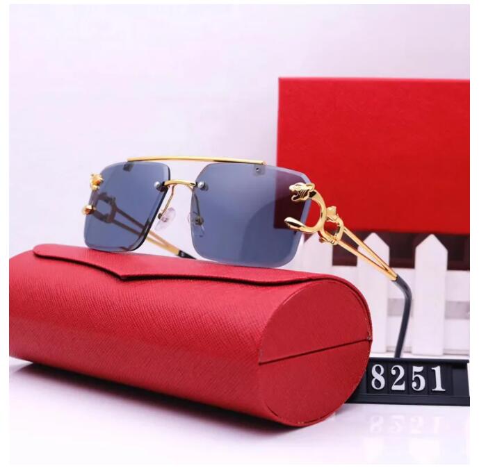 Fashion Designer Sunglasses For Mens Womens Unisex Buffalo Horn Sun Glasses Rimless Eyeglasses Silver Gold Metal Frame Eyewear lunettes 6 Colors