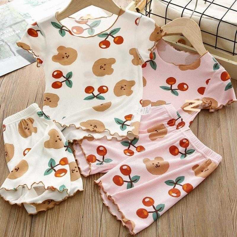 Clothing Sets Baby Girls Clothes Summer Short Sleeve T-shirts Top And Shorts Set Soft Cotton Bear Print Loungewear Korean 2023 Casual Pajamas Y23, Pink 
Clothing Sets Baby Girls Clothes Summer Short Sleeve T-shirts Top And Shorts Set Soft Cotton Bear Print Loungewear Korean 2023 Casual Pajamas Y23, Pink