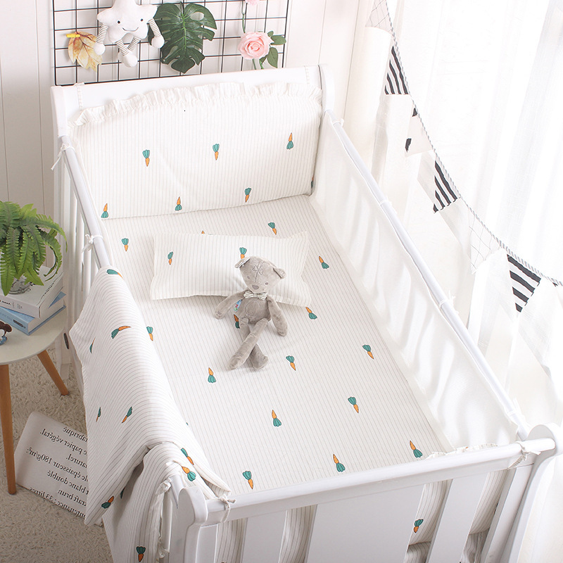 Bedding Sets 5pcs/set Summer Baby Bedding Set born Crib Around Protector Bumper Cushion Infant Cot Bed Fence Set Breathable Baby Sheet 230510