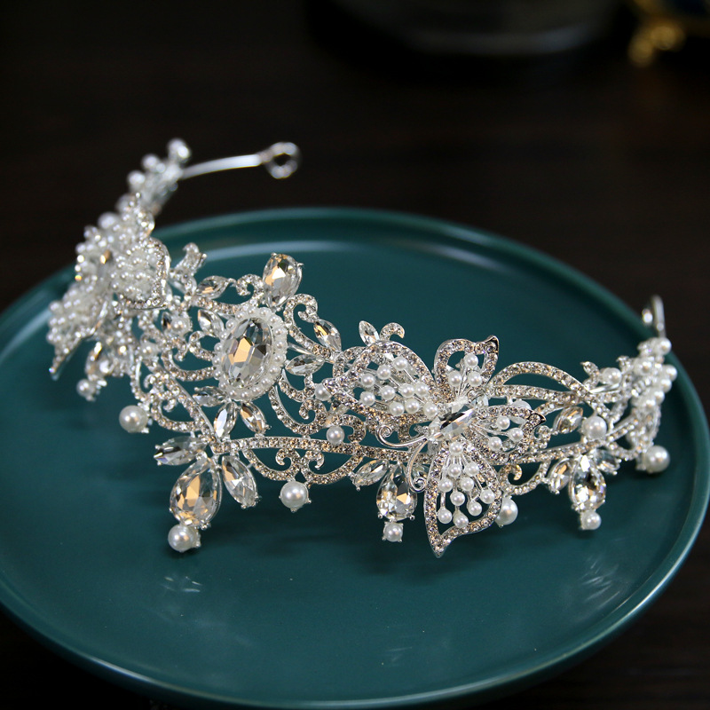 Crystals Beading Bridal Headpieces Crown Tiara Wedding Hair Accessories Women Handmade Headband Ornaments Female Prom Headdress Hairband Headwear ZJ08