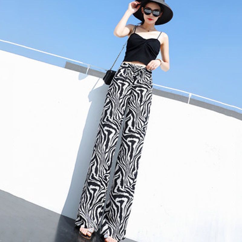 Women's Pants Capris Thin Spring Loose Waist Draw String Printing Casual for Women High Waisted Streetwear Wide Leg Straight Trousers 230510 Z260