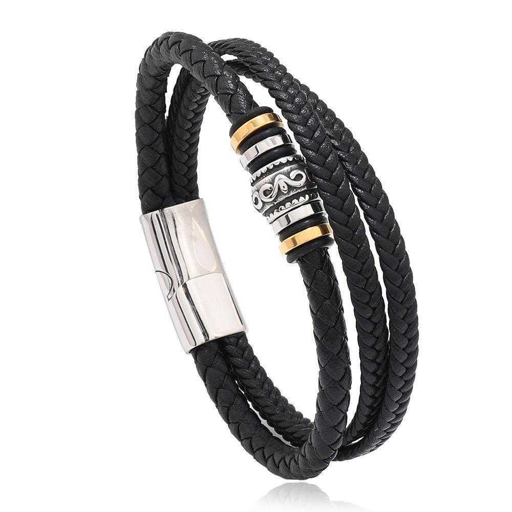 Accessories Multi Layer Woven Mens Leather Bracelet Simple Fashion Magnetic Buckle Ethnic Style
Accessories Multi Layer Woven Mens Leather Bracelet Simple Fashion Magnetic Buckle Ethnic Style