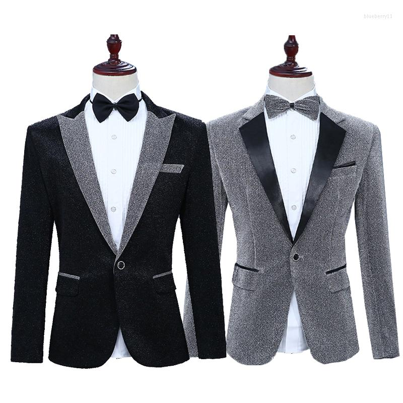 Men's Suits Men'S Black Gray Bright Silk Show Suit Blazer Singer Stage Clothing Business Wedding Party Outwear Coat Jacket SL1682
Men's Suits Men'S Black Gray Bright Silk Show Suit Blazer Singer Stage Clothing Business Wedding Party Outwear Coat Jacket SL1682
