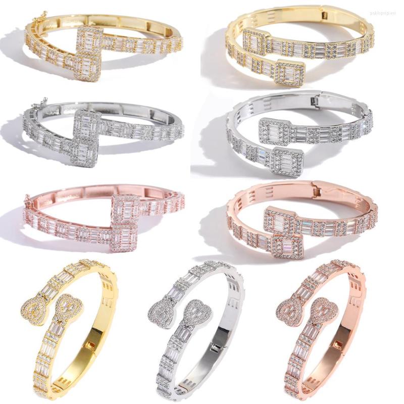 Charm Bracelets EYIKA Luxury Iced Out Zircon Square Heart Bracelet Rectangle CZ Baguette Open For Men Women Hiphop Jewelry
Charm Bracelets EYIKA Luxury Iced Out Zircon Square Heart Bracelet Rectangle CZ Baguette Open For Men Women Hiphop Jewelry