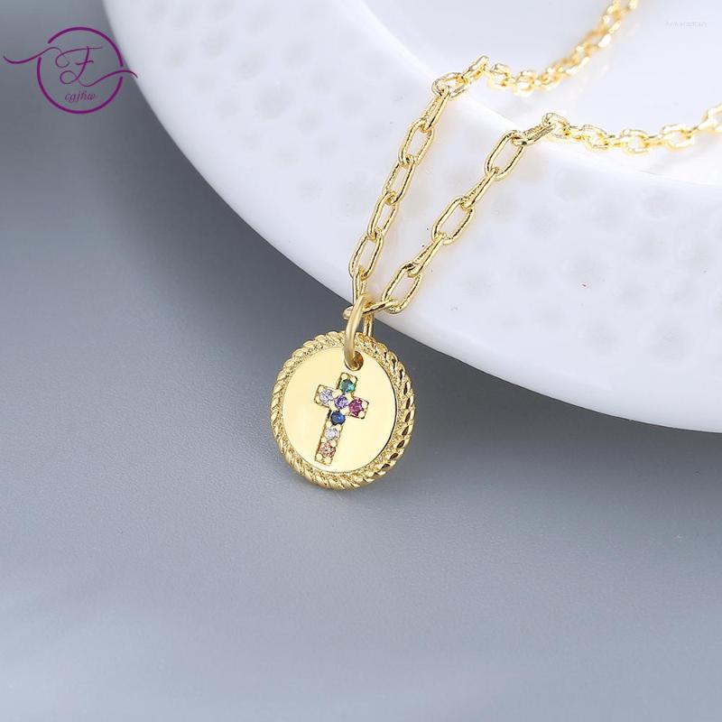 Chains S925 Silver Round Cross Gold Necklace Inlaid Color Zircon Chain Pendant Fashion Daily Jewelry For Women Party Anniversary Gifts
Chains S925 Silver Round Cross Gold Necklace Inlaid Color Zircon Chain Pendant Fashion Daily Jewelry For Women Party Anniversary Gifts
