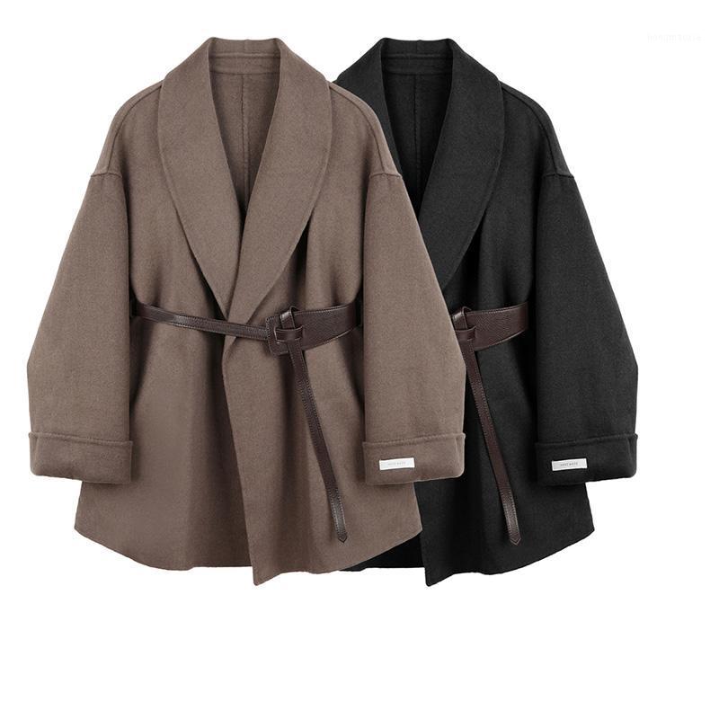 Women' Wool Double-sided Woolen Coat Autumn/winter Waist Slimming Temperament Small Pure Color Belt Clothing1, Black
Women' Wool Double-sided Woolen Coat Autumn/winter Waist Slimming Temperament Small Pure Color Belt Clothing1, Black