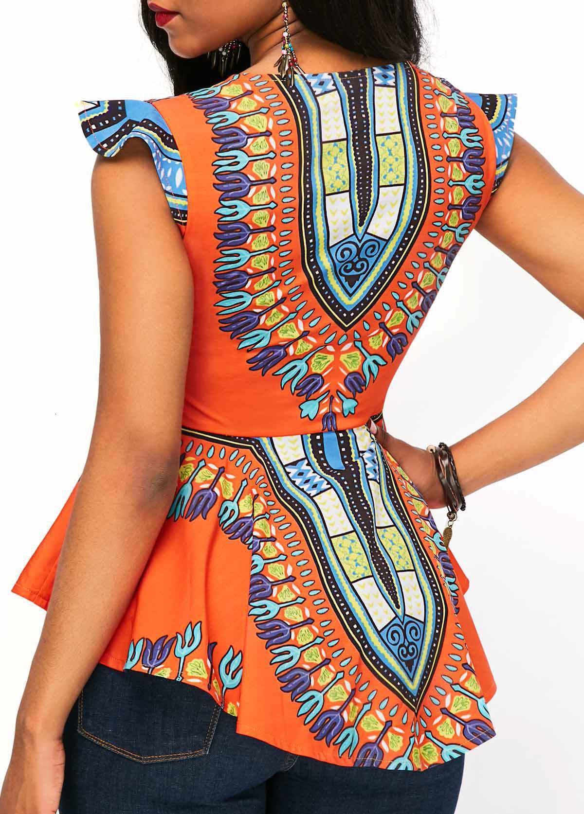 Ethnic Clothing AFrican Top Dashiki Print Sexy Ankara Plus Size S2XL Summer Tshirts Short Sleeve Ladies African Dress 230510