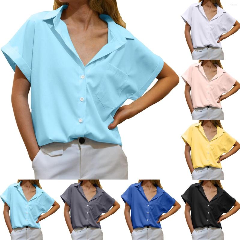 Women's Blouses Casual V Neck Solid Color Buttondown Shirts Tops Short Sleeve For Women Streetwear Overshirt Vintage Elegant, Black
Women's Blouses Casual V Neck Solid Color Buttondown Shirts Tops Short Sleeve For Women Streetwear Overshirt Vintage Elegant, Black