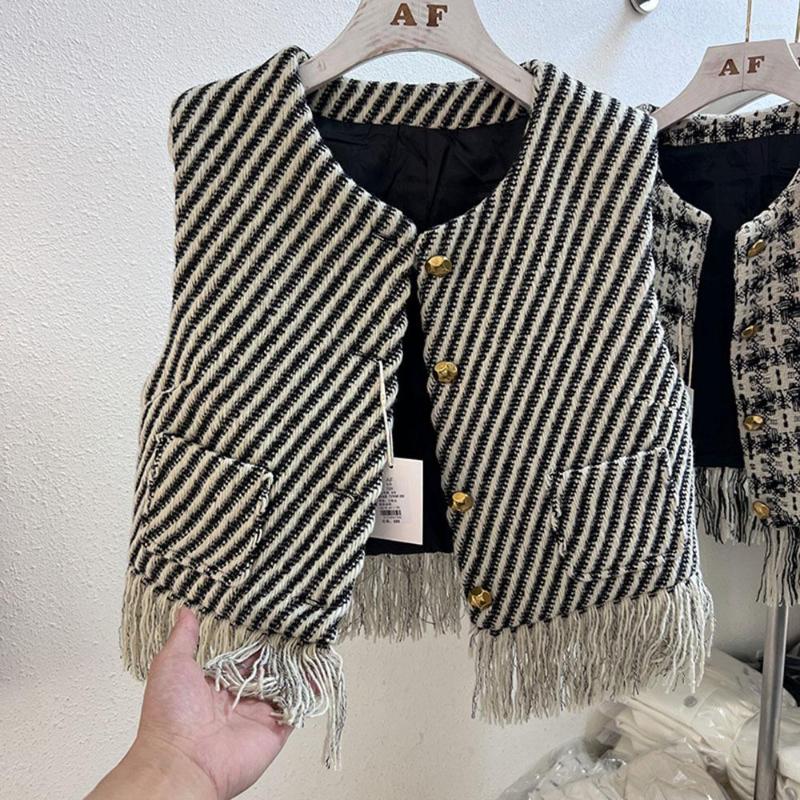 Women' Vests Spring Autumn Ladies Plaid Small Fragrance Wind Heavy Woven Tweed Jacket O-neck Loose Sleeveless Fringed Waistcoat Coats
Women' Vests Spring Autumn Ladies Plaid Small Fragrance Wind Heavy Woven Tweed Jacket O-neck Loose Sleeveless Fringed Waistcoat Coats