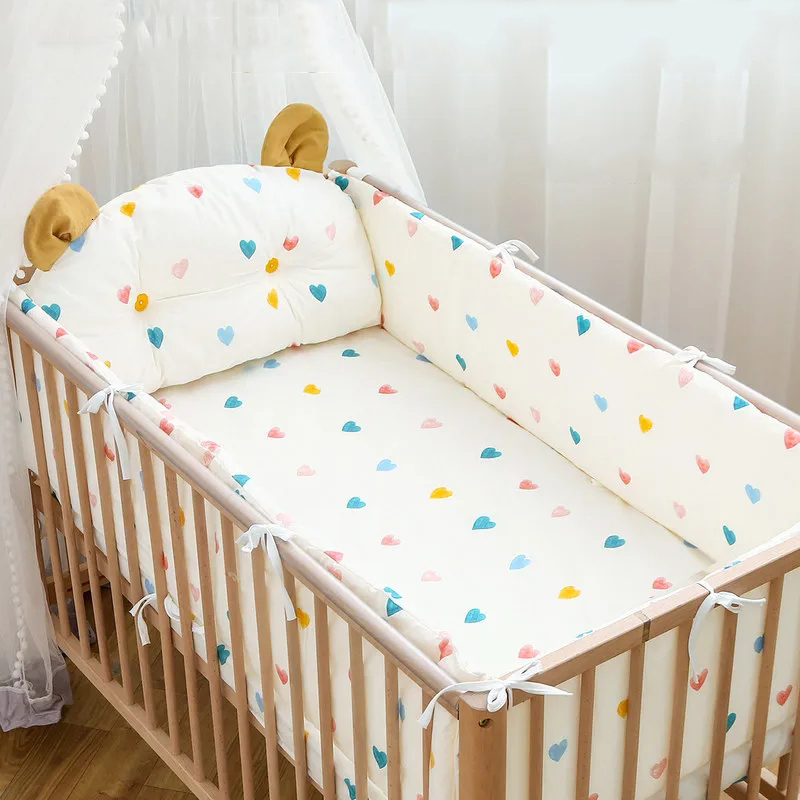 Bedding Sets 5 Pcs/set Cartoon Crib Surround Sheet Back Cushion Children's Bedding Set Four-sided Bed Surround Anti-collision Crib Surround 23051