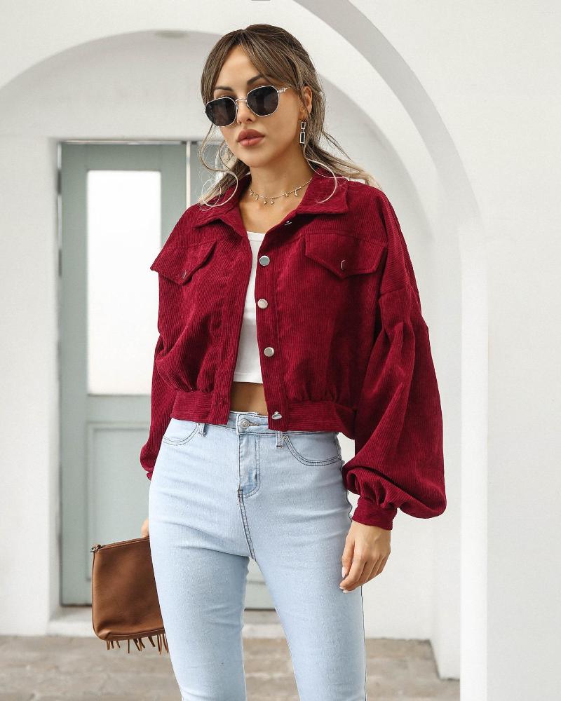 Women' Jackets Autumn Winter Corduroy Coat Women Lantern Sleeve Cropped Overcoat Single Breasted Fashion Vintage Outwear 18047, Brown
Women' Jackets Autumn Winter Corduroy Coat Women Lantern Sleeve Cropped Overcoat Single Breasted Fashion Vintage Outwear 18047, Brown