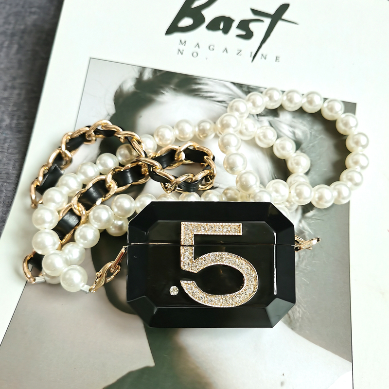 Evening Bags Fashionable Pearl Long Chain Crossbody Coin Mini Headset Bag Messenger 230509