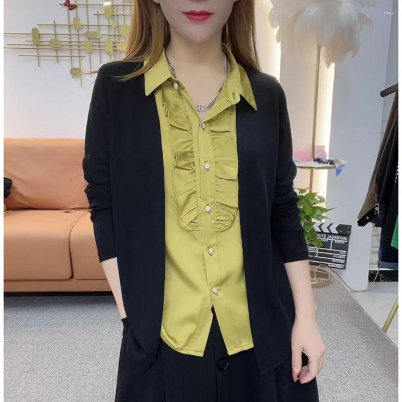 Women's Blouses Fashion Splicing Blouse Women Long Sleeve Fake Two Pieces Shirts Office Ladies Temperament Knited Cardigan Blaus Female Tops, Blue
Women's Blouses Fashion Splicing Blouse Women Long Sleeve Fake Two Pieces Shirts Office Ladies Temperament Knited Cardigan Blaus Female Tops, Blue