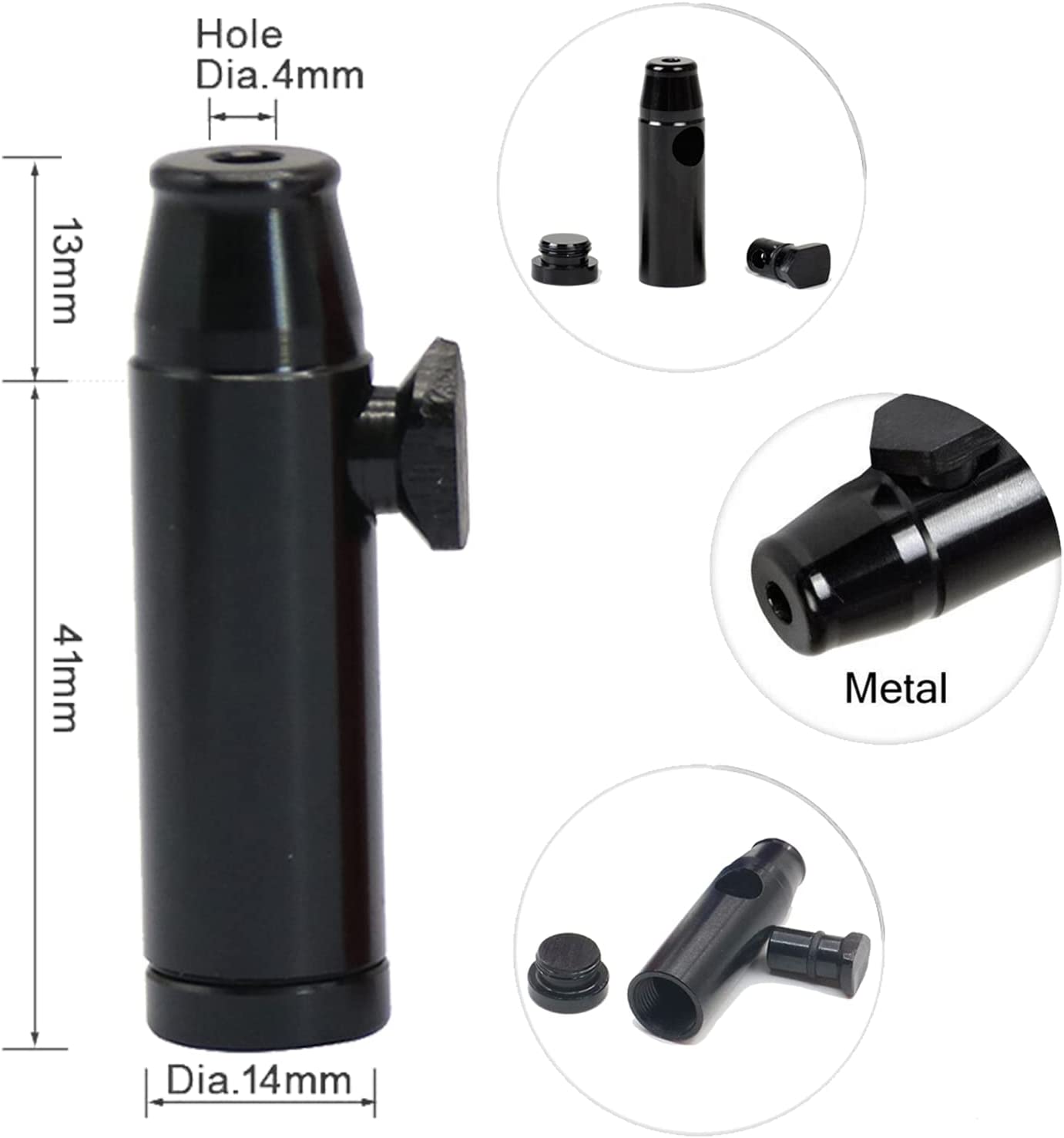 Metal Snuff Dispenser Bullet Rocket Snorer Snuff Snorer Sniffer Portable Aluminum Alloy 1pc 19mmx53mm