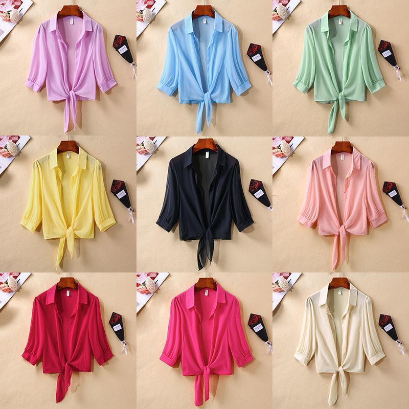 Camisoles Tanks Blus Wanita Gaya Pantai Seksi 5XL Mantel Setengah Lengan Atasan Sifon Selendang Pakaian Pelindung Matahari Kardigan AC 230510