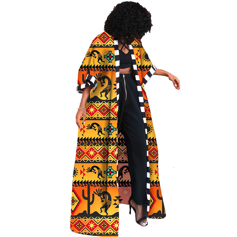 Ethnic Clothing Ethnic Clothing African Vintage Floral Print Dashiki Cardigan Women Autumn Outwear Red Plus Size Clothes Lace Up Boho Streetwear Trenc