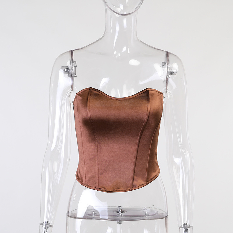 Womens Tanks Camis Sexy Women Tube Tops Solid Sleeveless Slim Skinny Corset Cropped Top Summer Casual Elegant Female Strapless Vest 230510