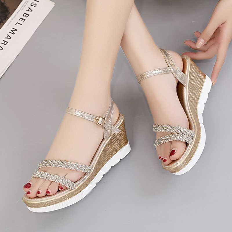 Sandals Sandalias Mujer 2023 Sandals Platform Women Ankle Strap Shoes Women Fashion High Heels Wedges Dress Party Shoes Open Toe Shoes AA230509