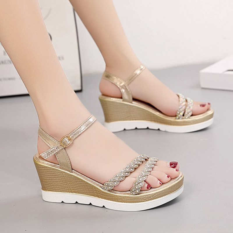 Sandals Sandalias Mujer 2023 Sandals Platform Women Ankle Strap Shoes Women Fashion High Heels Wedges Dress Party Shoes Open Toe Shoes AA230509