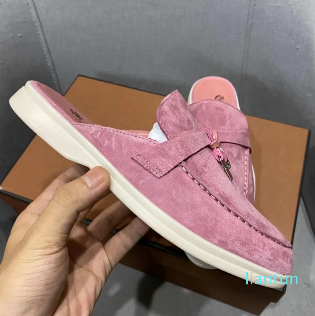 2023 slippers Macaroon Luxe Mule shoes Genuine leather casual slip on flats for women Luxury Designers factory footwear, Black 
2023 slippers Macaroon Luxe Mule shoes Genuine leather casual slip on flats for women Luxury Designers factory footwear, Black