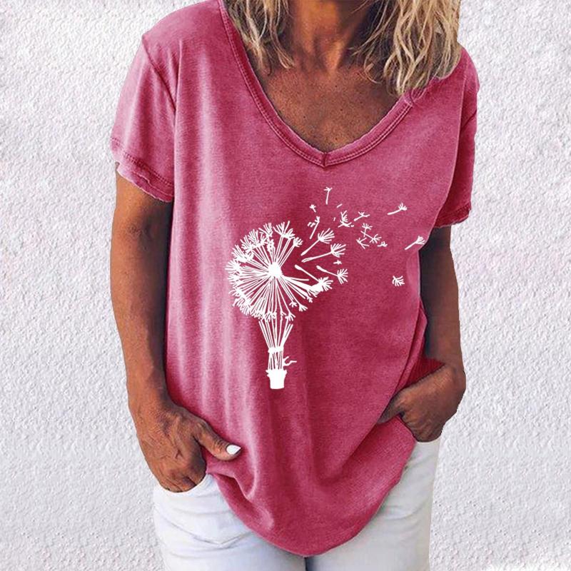 Women's T Shirts Womens Casual V Neck Shirt Short Sleeve Dandelion Print Blouse Tops, Red
Women's T Shirts Womens Casual V Neck Shirt Short Sleeve Dandelion Print Blouse Tops, Red