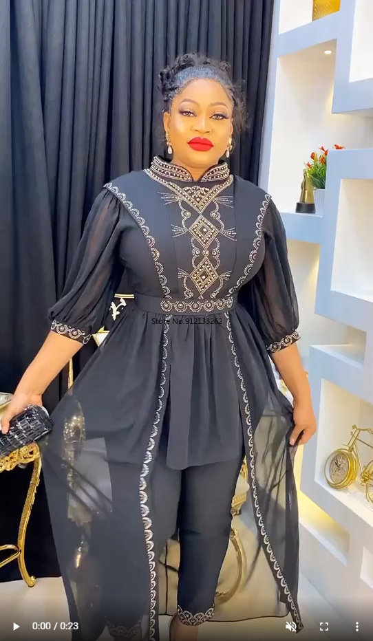Ethnic Clothing African womens clothing autumn winter Muslim 2piece set high quality fashionable suit 230510